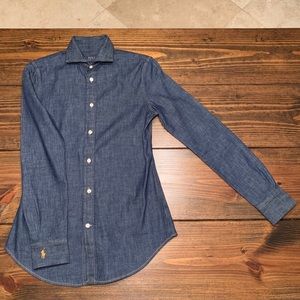Polo RL Women’s dark denim button down (XS)